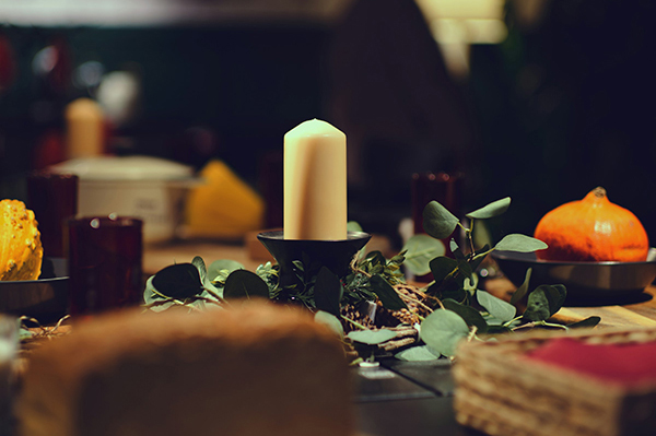 Elegant tablescape under the evening sky.